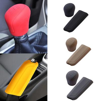 Shift Lever Hand Brake Grips Sleeve Gear Hand Knob Sleeves Handbrake Grip Cover Set Handbrake Sleeve Gear Shift Knob Cover