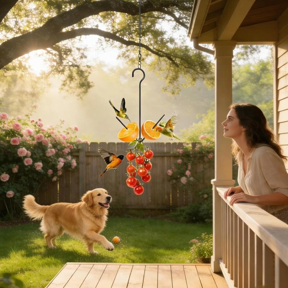 Metal Fruit Bird Feeder Hanging Hook Pet Food Storage Rack Hummingbird Feeder  Yard Porch