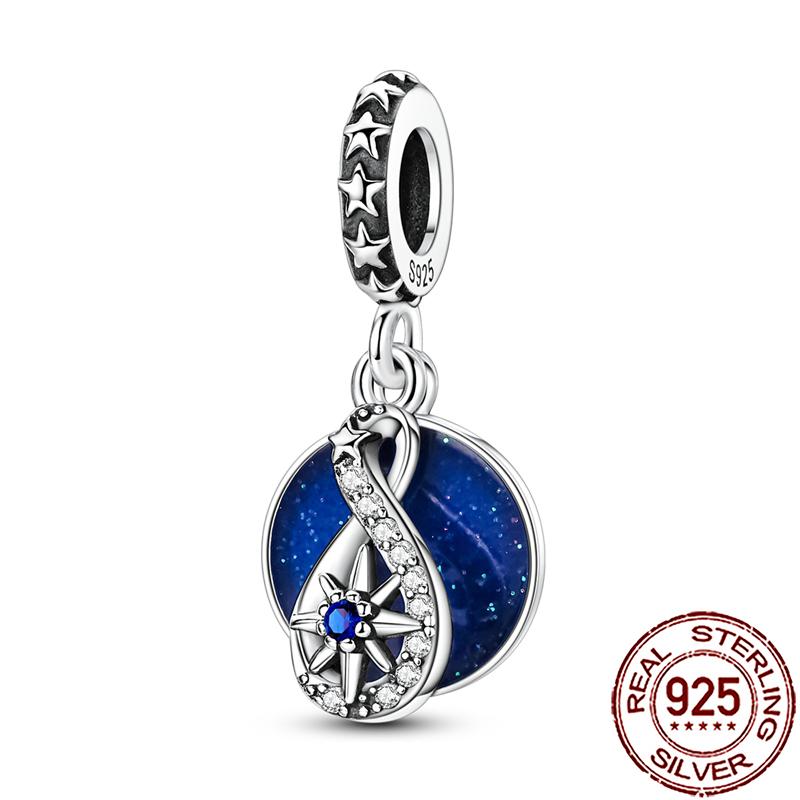 Charms Copper Moon Star Night Sky Galaxy Celestial Dangle Beads Fit Snake Chain Bracelet Necklace Women Diy Jewelry