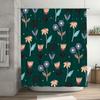 Green Floral Shower Curtain with Bath Rug Set for Bathroom Decorations Waterproof Fabric for Kids and Adults (Size: 180x240cm)