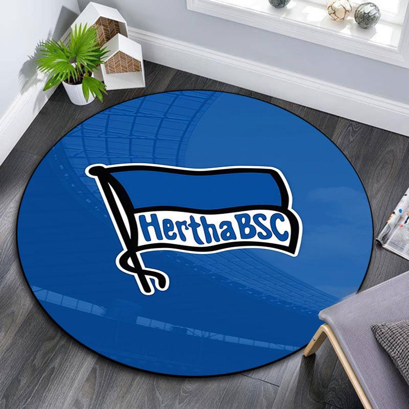 Hertha Berlin pattern round rug,Carpet Rug for Living Room Bedroom Playroom ,Non-slip Floor Mat,Holiday Gifts and Birthday Gifts.