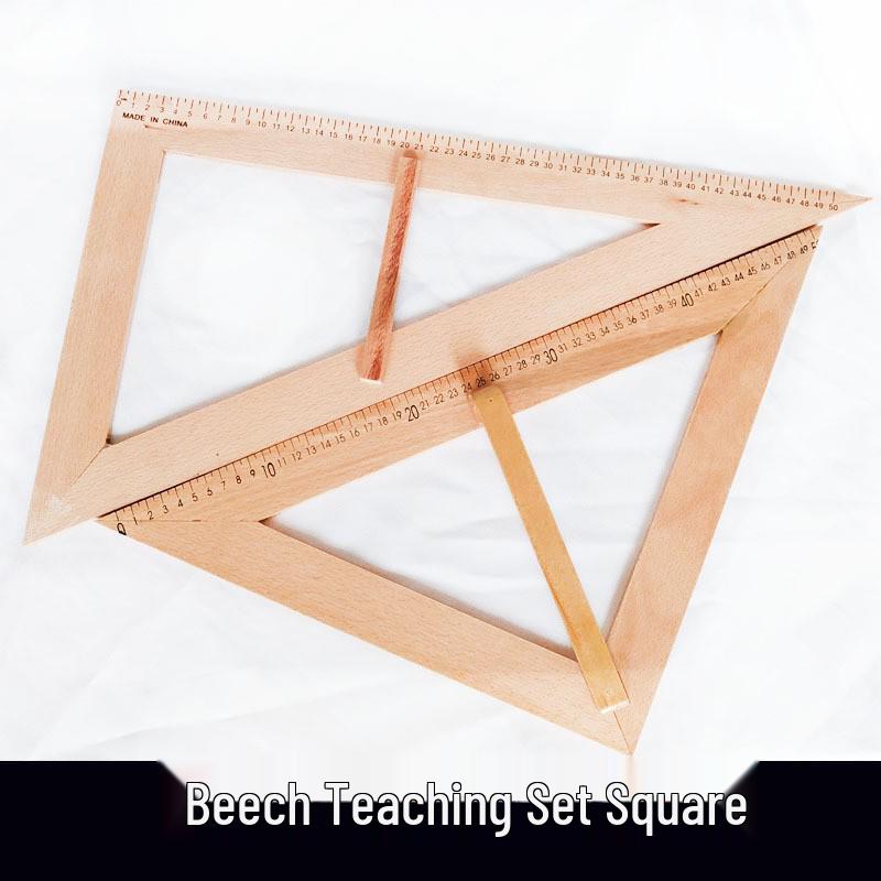 Solid Wood Beech Handle Teacher's Ruler and Protractor Set for Whiteboard/Blackboard