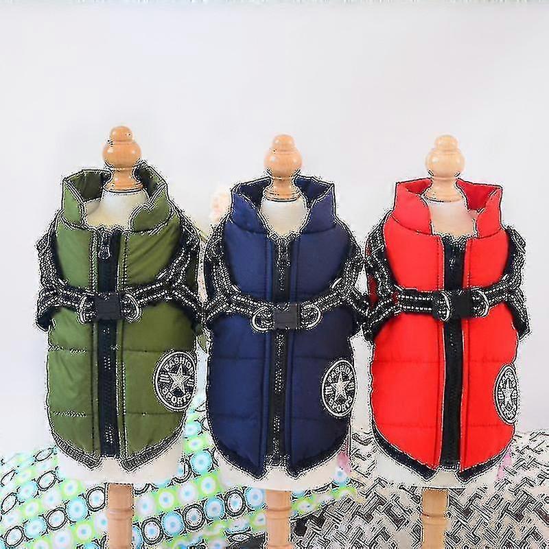 Warm Waterproof Jacket With Harness For Pet Dog Winter Comfy Cotton Apparel Padded Vest For-XL-Purple