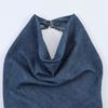 European and American Style, New Women's Clothing, Foreign Style, Fashionable Neck-hanging Denim Jumpsuit 7147030