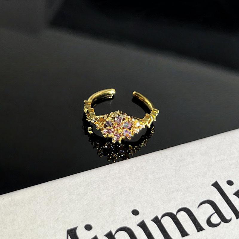 2026 Purple Shadow Court Retro Brushed Iris Crown Temperament Light Luxury Open Ring Women s Niche High-end Fashion Ring Resizable