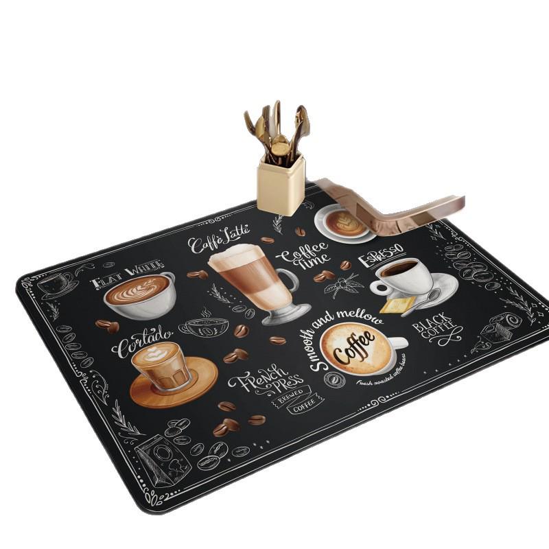 American Retro Coffee Machine Diatom Mud Draining Mat - Kitchen Countertop Heat-Resistant Tableware Drying Pad