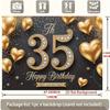 1pc Birthday 35th Glitter Balloon Elegant Hanging Banner Black Golden Polyester