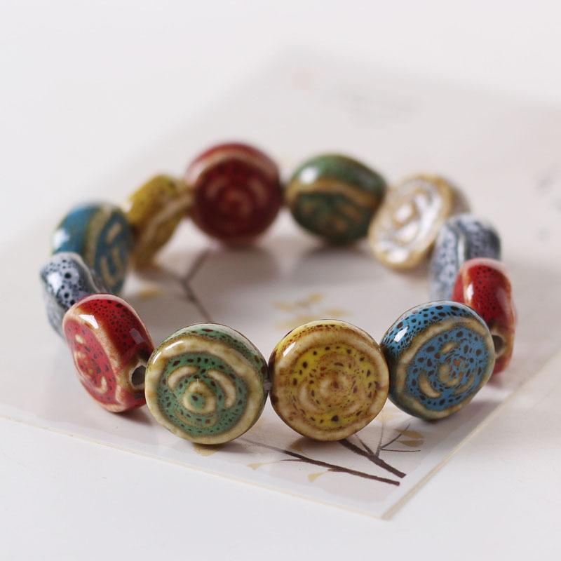 Ceramic Bracelet Jewelry Fashion Flower Glaze Bead Bracelet Multicolor Casual Bohemian Bracelet