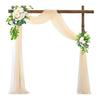White Sheer Wedding Drape Gauze Arch Draping Fabric Champagne Drapes Backdrop Curtain Outdoor Drapery Panel for Wedding Ceremony Bridal