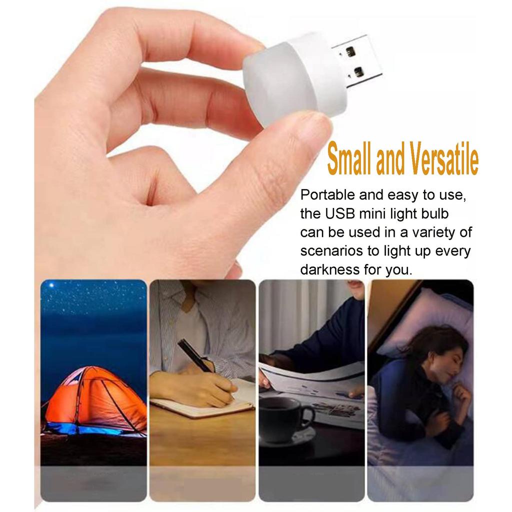 6 Stück USB Mini LED Nachtlicht, Warmweißes Einsteck-Leuchtmittel für Schlafzimmer, Flur, Badezimmer, Auto, Kleine tragbare Lampe