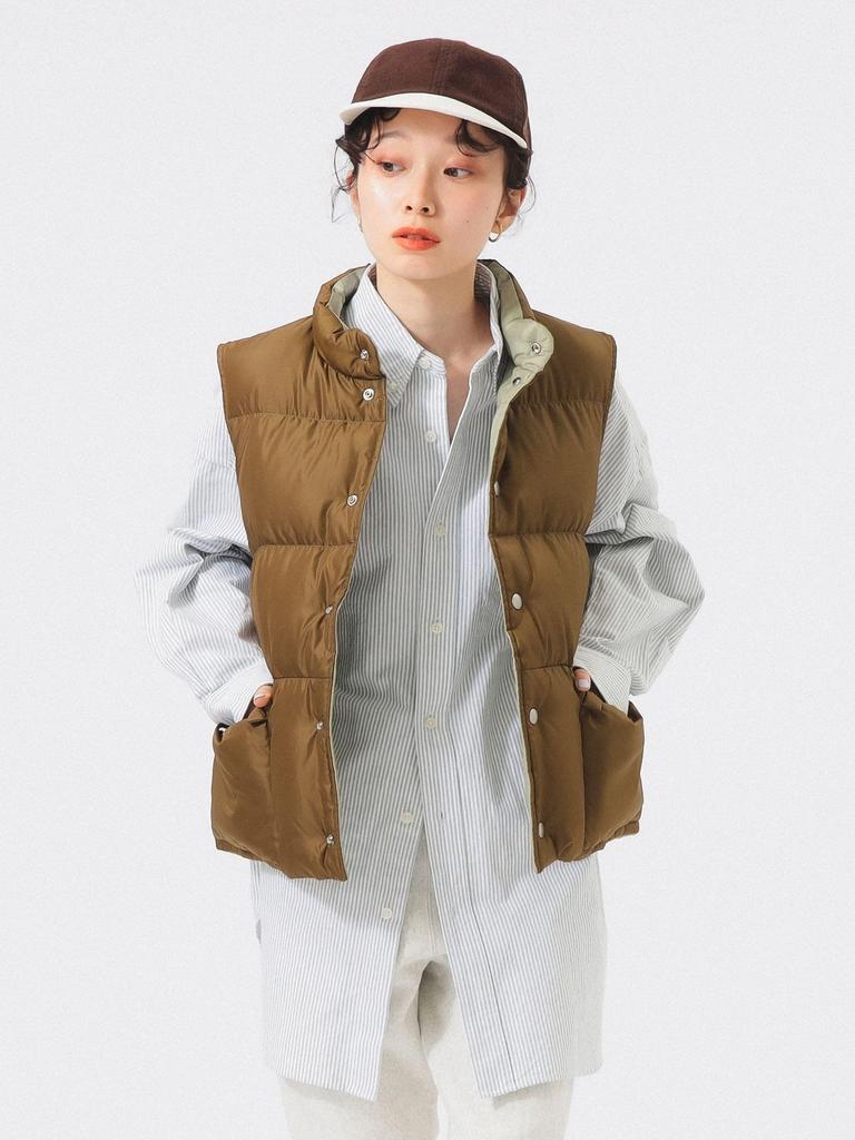 Beams Boy Women's Reversible Down Vest, Brown Free