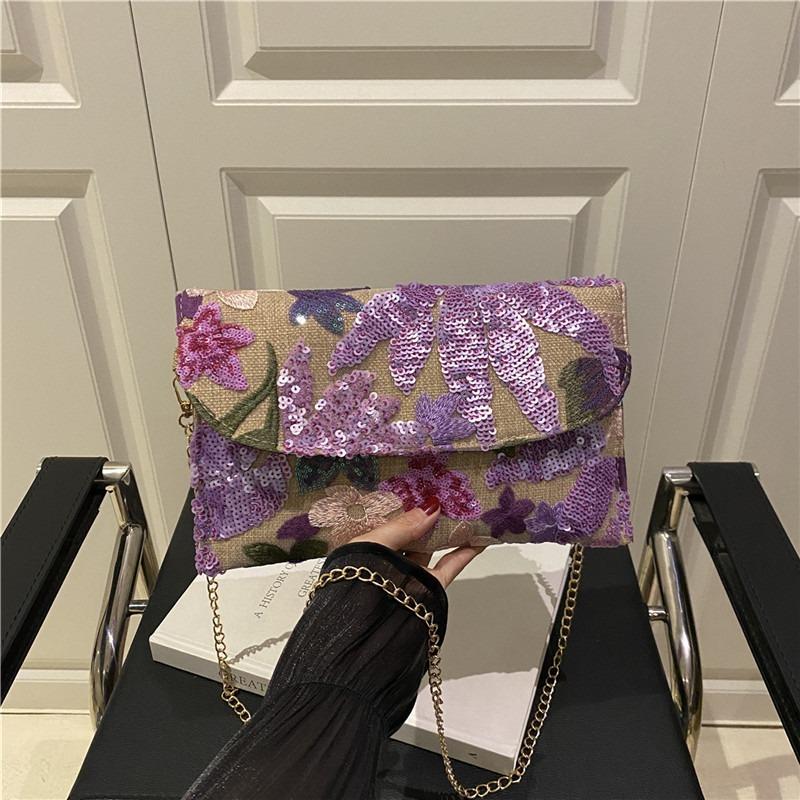 Hochwertige Mode-Ketten-Schulter-Umhängetasche Sommer Neu Vielseitig Pailletten-Umschlagtasche Damen