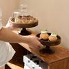 Holz-Kuchenplatte Akazien-Obstteller mit Glasabdeckung Staubdichte Dessert-Ständer für Wohnzimmer zu Hause