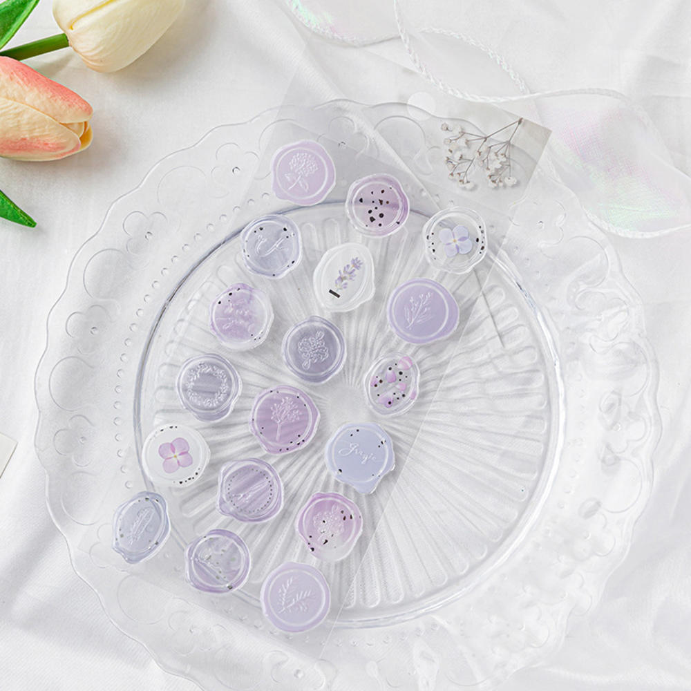 18pcs Vintage Wax Seal Stamp Stickers DIY Scrapbooking Journal Planner Decorations Envelope Plastic Sealing Wax Labels