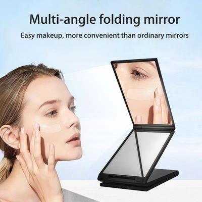 Espejo de peluquería plegable multiángulo con vista posterior y espejo de maquillaje plegable de 4 vías para peluquería trenzada, espejo portátil de mano de 360 grados.