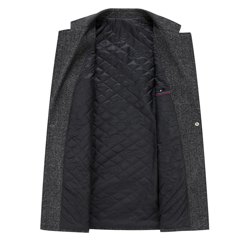 Autumn and Winter Medium and Long Woolen Trench Coat Middle-aged and Young Business Padded Casual Warm Jacket