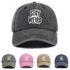 Retro Versatile Trendy Letter Printed Washed and Distressed Soft Top Sun Visor Baseball Cap Unisex Hat