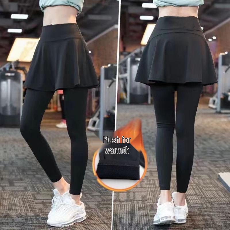 High-Waisted Two-in-One Skirt Leggings - Quick-Dry, Hip-Lifting Yoga and Running Pants
