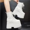 Fashion New 13CM Platform Boots Casual Outdoor Shoes Chunky Simple Lace Up Design Ankle Boots Cool Nightclub Party Black Shoes 35-43