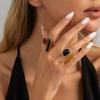 Retro Style Finger Ring, Adjustable Open Geometric Ring, Geometric Asymmetrical Knuckle Ring, Vintage-Style Irregular Resin Finger Band