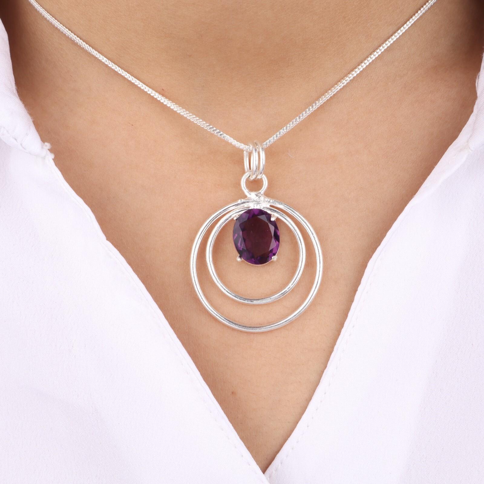 

Аметист Драгоценный камень 925 Стерлинговое серебро Ювелирные изделия Ручной работы Подвеска 1,65 Подарок для нее PP-61-7