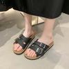 Thick-bottomed seaside beach slippers for women to wear 2025 summer new fashion Korean version casual versatile one-word cool slippers