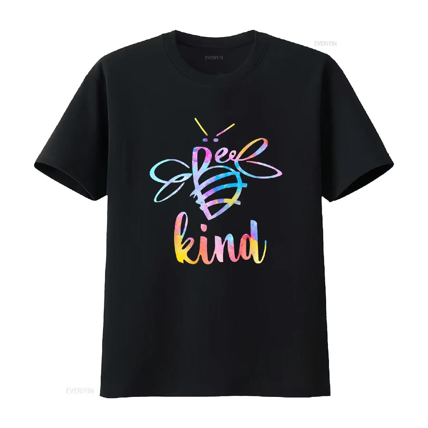 

Bee Kind T Shirt Tie Dye Be Kindness Cute vintage Washed homme graphic Breathable Unisex Stretched Comfortable Casual Stylish XXXXXL чорний