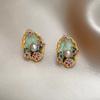 Vintage Flower Pearl Stud Earrings For Women Girls Korean Retro Statement Earring Wedding Party Fashion Jewelry Accessories Gift
