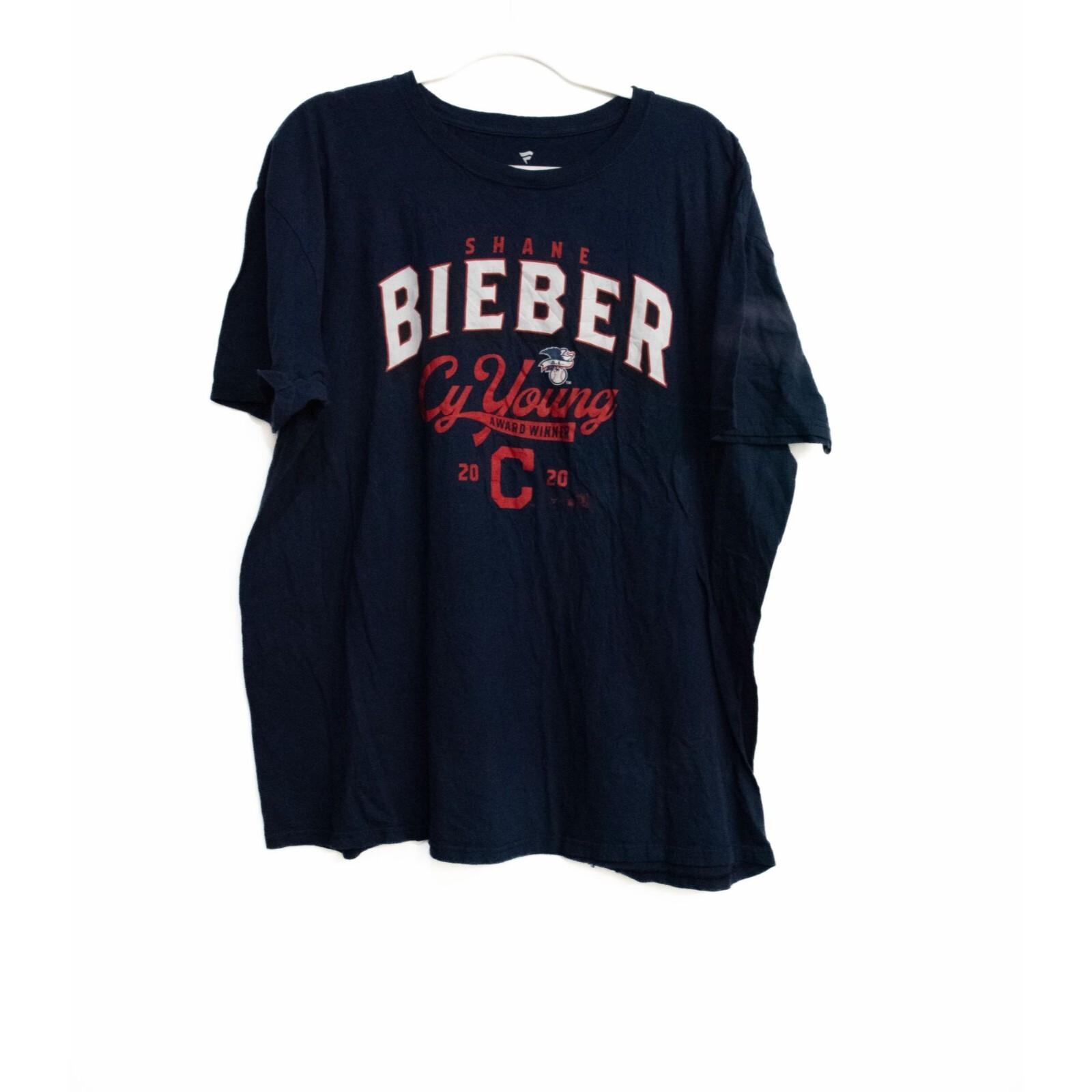 Fanatics Shane Bieber Cy Young Men Blue T-Shirt Size 2XL XXL