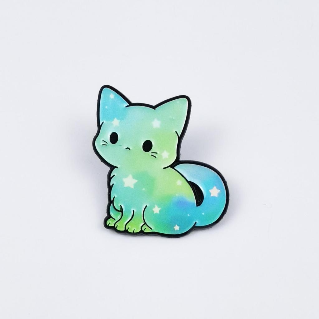 Gradient Cartoon Kitten Brooch: Cute Alloy Badge for Backpack & Clothing Decoration.