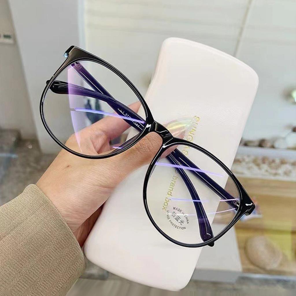 2PCS Fashionable Decorative Anti-Blue Light Flat Glasses Oval-Shaped Frame For Women