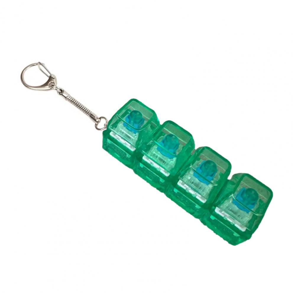 4-Keys Fidget Keyboard Toy Transparent Cap Keyboard Finger Clicker Keychain Decompression Button Sensory Toy