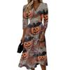 Women's Casual Three-Quarter Sleeve V-Neck Dress with Back Zipper for Stylish Everyday Wear