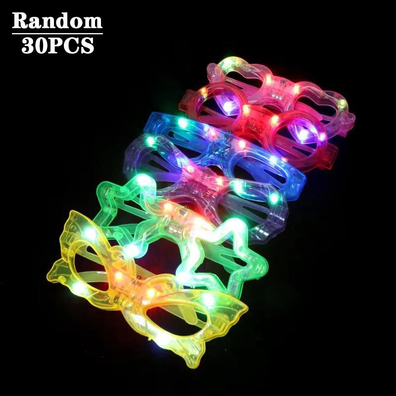 1-60 SZT Świecące w Ciemności Okulary Hurtowe Okulary LED Świecące Dekoracja Ślubna Upominki na Przyjęcie Świecące Okulary dla Dzieci Dorosłych Zaopatrzenie na Przyjęcie
