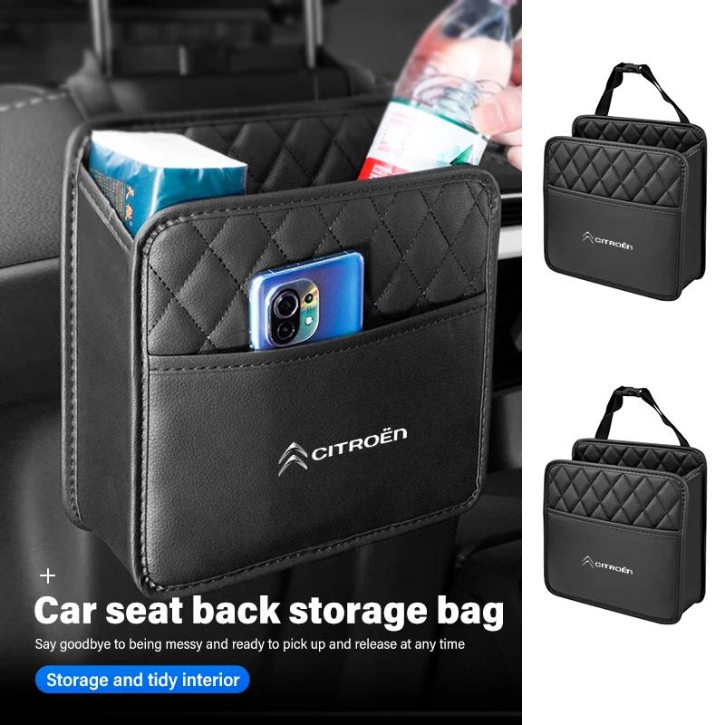 Leather Car Tissue Storage Box Seat Back Paper Water Cup Bag For Citroen Jumper Celysee Cactus Picasso Aircross Saxo Grand aiu256