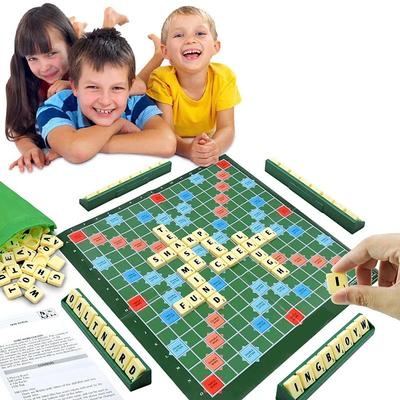 2-4 Hráči Anglická Pravopisná Puzzle Hra Vzdělávací Cestovní Abeceda Scrabble Zábavná Vzdělávací Hračka Perfektní pro Rodinný Herní Večer