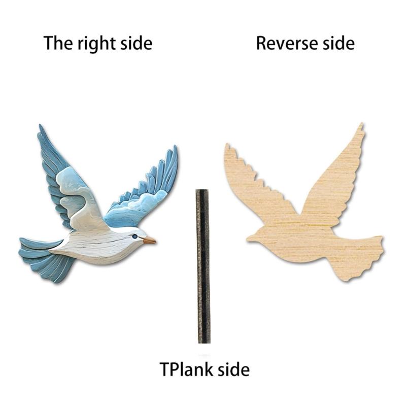 Wood Pigeons Wall Decors Wooden Wall Decors Beach Coastal Theme Wall Art Flying Bird Wall Sculpture for Home Bathroom