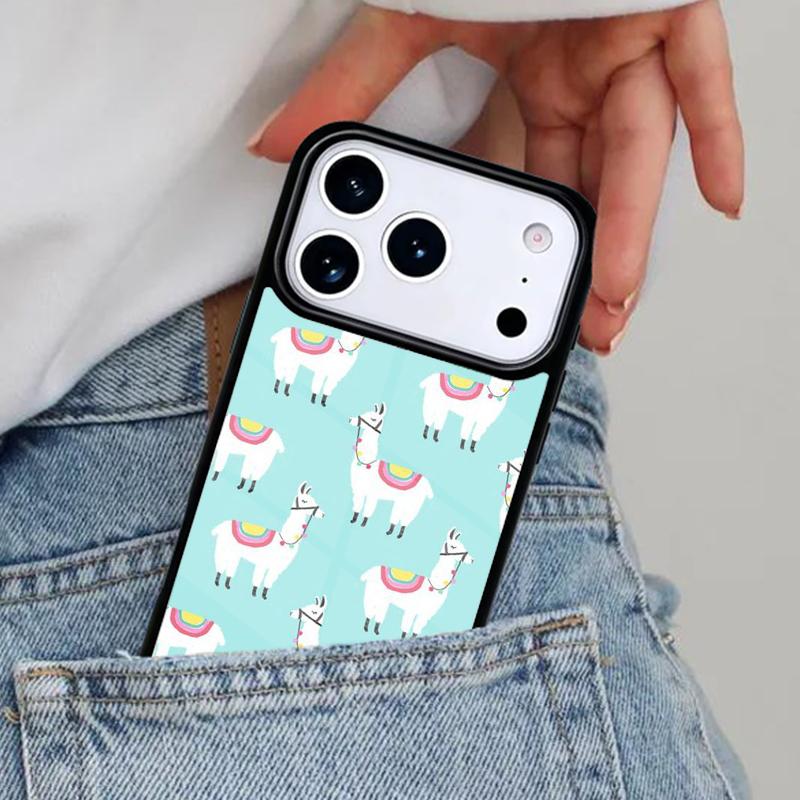 Kawaii Cute Llama Alpaca Phone Case for iPhone 16e 15 14 13 12 17 Pro Max Plus Air 17pro Cover Coque