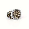 [Stylish Viking Compass Ring] Dual-Tone Stylish Viking Compass Ring - 316L Stainless Steel, Hypoallergenic - Perfect Gift for Couples & Teens, Memoria