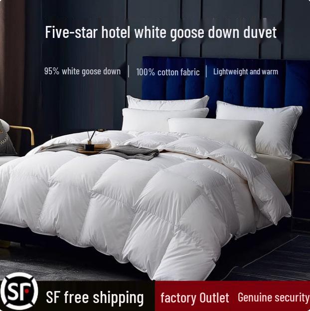 Star Hotel White Goose Down Quilt: 95% Down, Cotton, All-Season, Thickened Winter Comforter