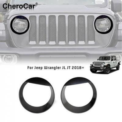 2x כיסוי פנס קדמי אביזר ert מסגרות ל-Jeep Wrangler JL Sport 18+