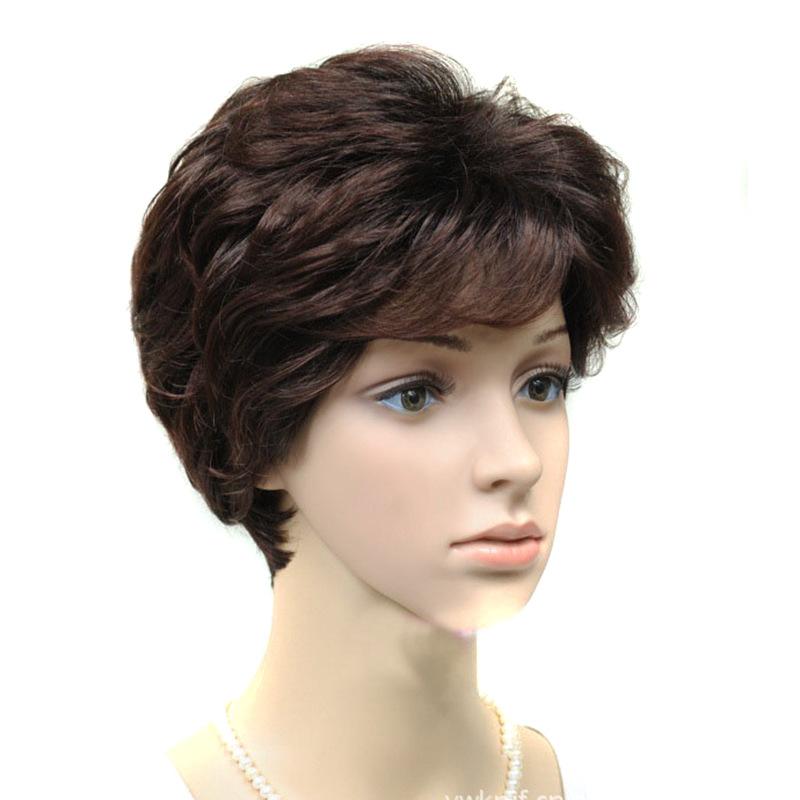 

Синтетический кудрявый парик для женщин на каждый день, темно-коричневый парик с челкой, короткие парики, женские натуральные искусственные волосы, термостойкий коричневый