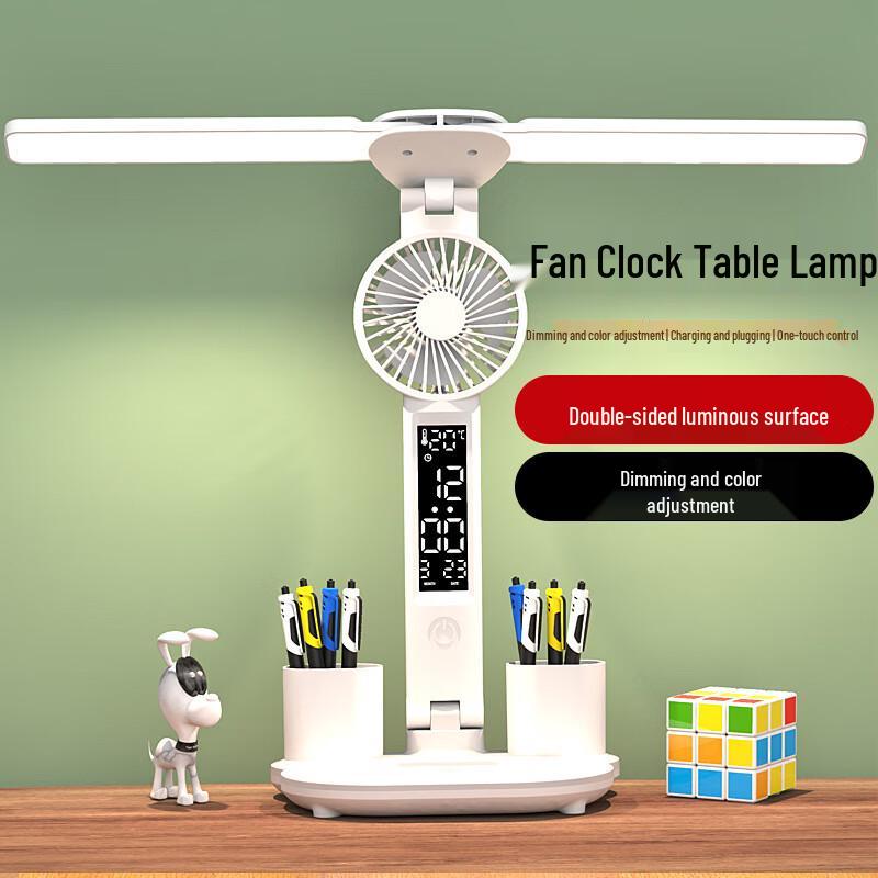Oujiewang Multifunktionale LED-Schreibtischlampe mit zwei Köpfen