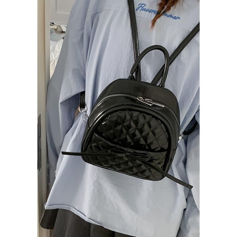 Girly Rhombus Backpack Women's New Fashion Bow Backpack College Style Travel Bag