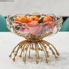 Nordic Golden Light Luxury Fruit Plate Living Room Coffee Table Creative Transparent Glass Candy Bowl Snack Plate Tableware