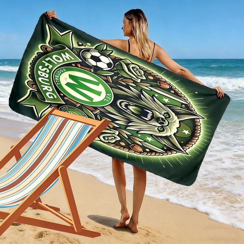 Asciugamano da Spiaggia con Stampa VfL Wolfsburg, Asciugamano Grande Morbido Asciugatura Rapida per Spiaggia Campeggio Nuoto