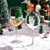 Decorative Christmas Themed Glasswares High Footed Glass Drinking Cup for Parties and Holiday Event Water Drinkware