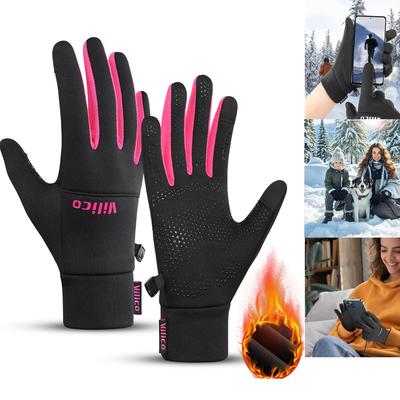 Winter-Fahrradhandschuhe Damen Touchscreen Warm Winddicht Fleece Outdoor-Sport Laufhandschuhe für Herbst Winter
