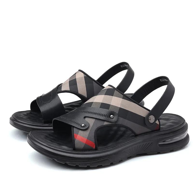 New Men's Sandals High Quality Cowhide Leather Sandals Designer Casual Sport Sandals for Men Non Slip Beach Sandalias Big Size47