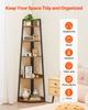 5 Tier Corner Shelf, Tall Corner Bookshelf Plant Rack, Wall Shelves Tower Storage Organizer with Metal Frame & Wooden Shelves, Narrow Display Book